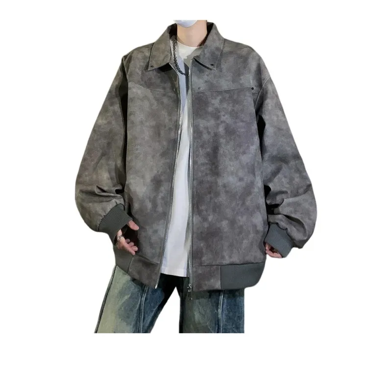 American Vintage Cleanfit Lapel Trendy Brand Maillard Style Leather Jacket, Exquisite Casual Minimalist Style Unisex-0