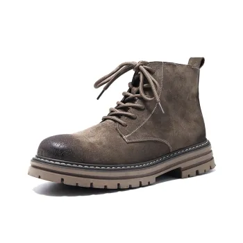 FULIBAOLUO Ankle Boots Men Gray/Brown