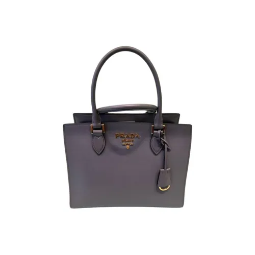 PRADA Leather Handbag Women's Gray Purple