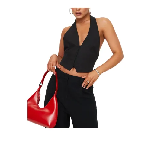 PRINCESS POLLY JE SUIS HALTER TOP Tank Tops Women's Onyx/Agate Color