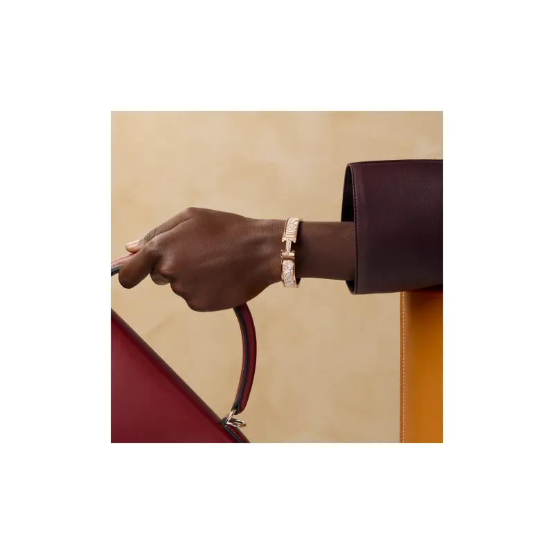 HERMES Enamel, Rose Gold Tone Plated Bangles Women's Gold-2