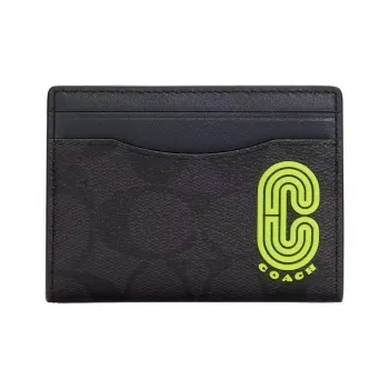 COACH Card Case Leather Card Holder Small Size Unisex Black
