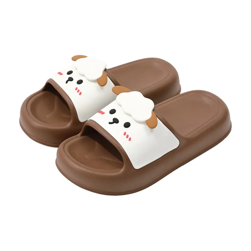 Foot Recreation Summer Comfortable Soft Noise Reducing Cute Lamb Slippers, Home Slippers, Couple Same Style-0