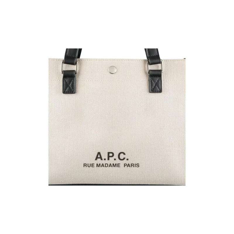 A.P.C Cotton With Leather Tote Bag, Shopping Bag, Shoulder Bag, Crossbody Bag, Handbag Unisex Beige-3