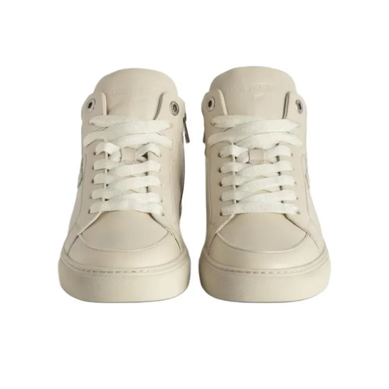 Zadig & Voltaire Mid Fly Mid Top Skateboard Shoes Women's Beige-2