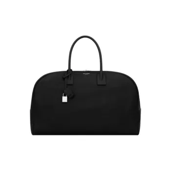 SAINT LAURENT Grain Leather Bowling Bag, Travel Bag Unisex Black