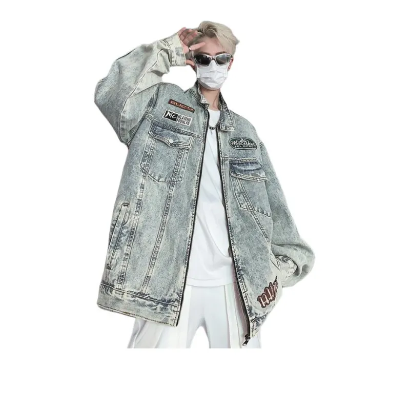 PAINT STAIN Denim Jacket Unisex Blue-13
