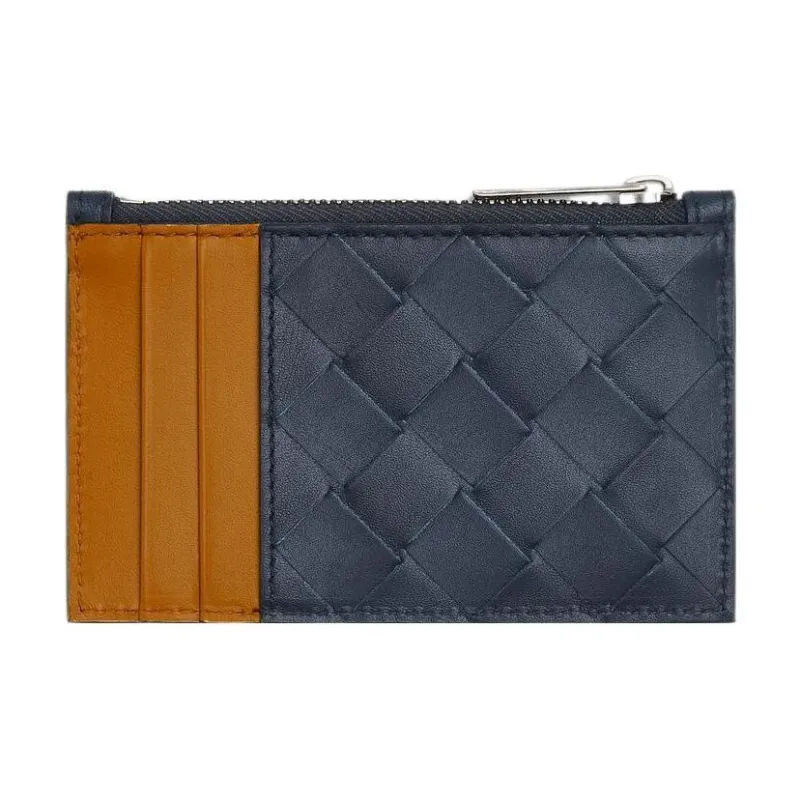 Bottega Veneta Calfskin Card Holder Men's Dark Blue/Brown-2