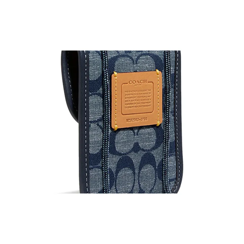 COACH Turnlock Canvas Cell Phone Pouch Shoulder Bag Crossbody Bag Mini Women's Denim Dark Blue-4