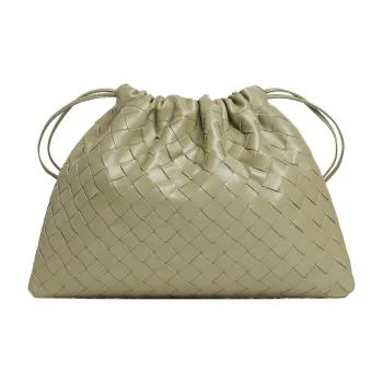 Bottega Veneta Calfskin Handbag Women's Stone Gray White