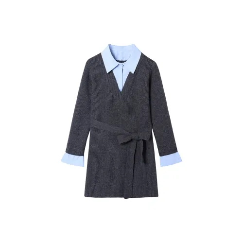 SLEEP AT 11 Long-Sleeved Dresses Women's Gray