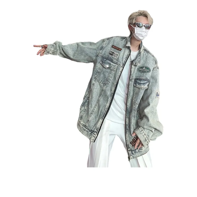 PAINT STAIN Denim Jacket Unisex Blue-11