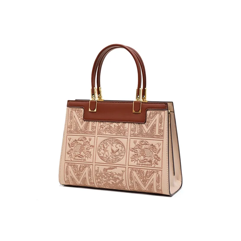 Vigno Synthetic Leather Tote Bag Shopping Bag Handbag Regular Women's Apricot/Red-16
