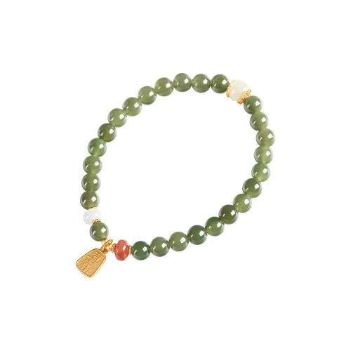 Green Craftsman Hetian Jade Bracelets Green Jade Women's