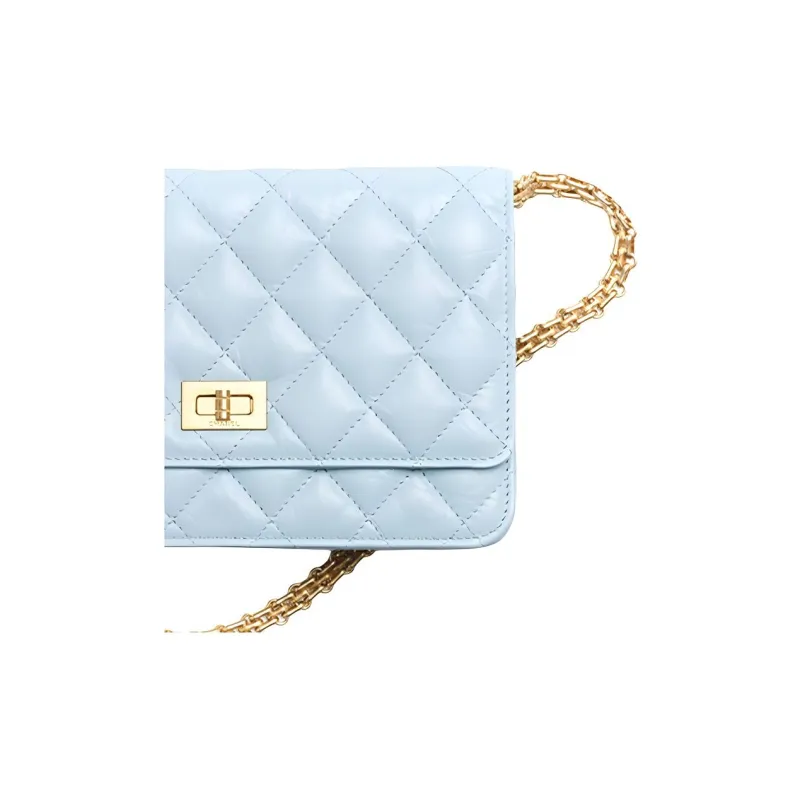 CHANEL 2.55 Calfskin Wallet Women's Light Blue-3