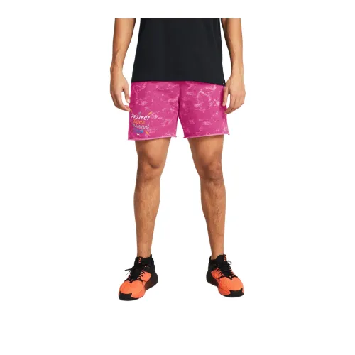 Under Armour Project Rock Terry Casual Shorts Men's Celestial Pink