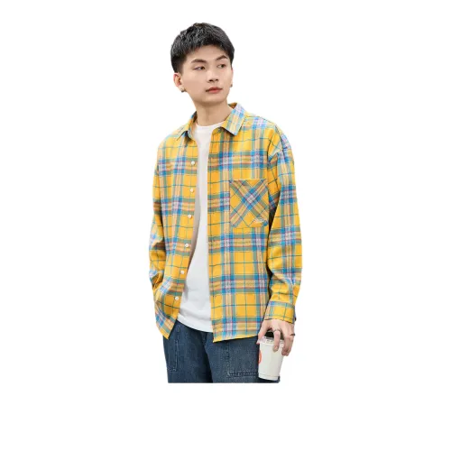 Tonlion Long-Sleeved Shirts Men's Bright Yellow