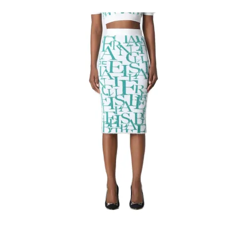Elisabetta Franchi All-Over Lettering Detail Knit Skirt