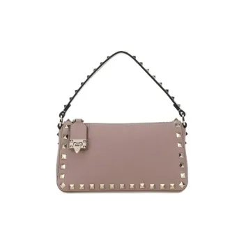 Valentino Rockstud Grained Calfskin Baguette Bag Shoulder Bags Handbags Small Size Women's Light Pink