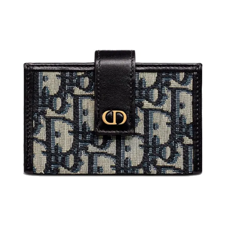 DIOR 30 Montaigne Leather Card Holder Unisex Blue-0
