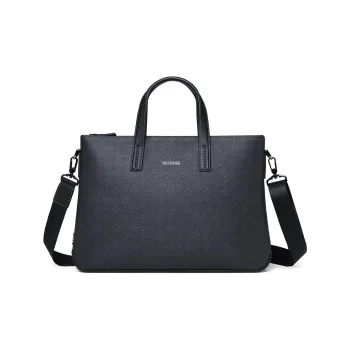 SEPTWOLVES Cow Leather Patchwork With Artificial Leather Briefcases Men's Black