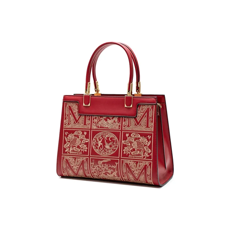 Vigno Synthetic Leather Tote Bag Shopping Bag Handbag Regular Women's Apricot/Red-23