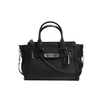 COACH Swagger Soft Grained Leather Handbag Shoulder Bag Crossbody Bag Large Size Women's Black