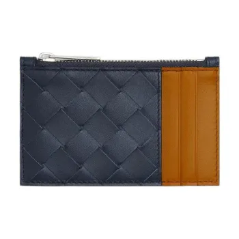 Bottega Veneta Calfskin Card Holder Men's Dark Blue/Brown
