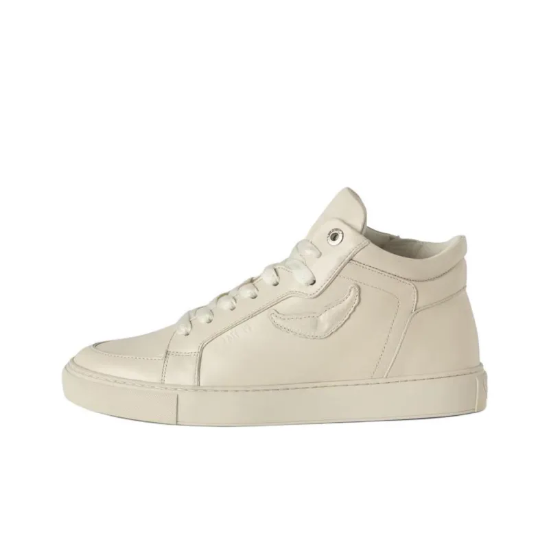 Zadig & Voltaire Mid Fly Mid Top Skateboard Shoes Women's Beige-0