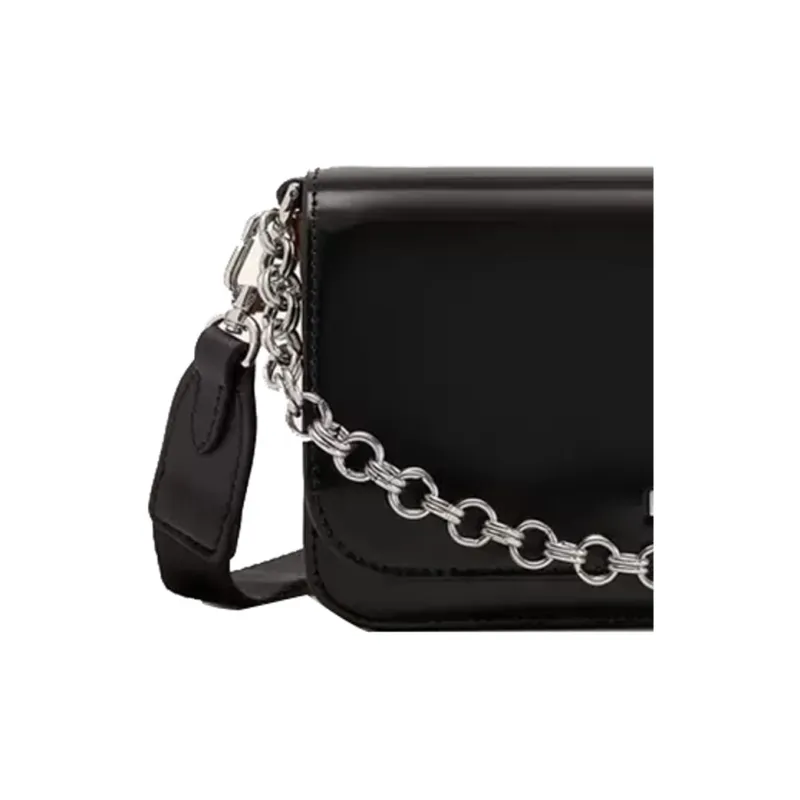 Furla Splendida Leather Shoulder Bag, Portable Crossbody Bag Mini Women's Black-4