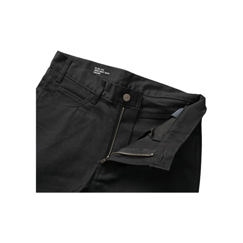 CELINE Low Rise Skinny Jeans Vintage Pure Black Denim-4