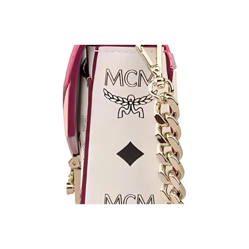 MCM Millie Visetos Leather Envelope Bag Shoulder Bag Crossbody Bag Medium Size Women's Pink-4