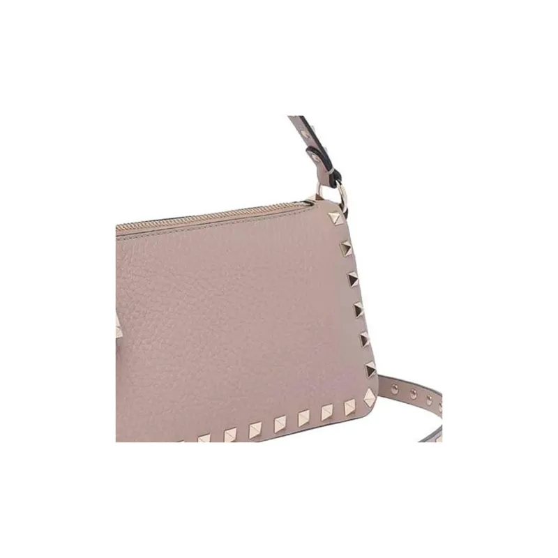 Valentino Rockstud Grained Calfskin Baguette Bag Shoulder Bags Handbags Small Size Women's Light Pink-4
