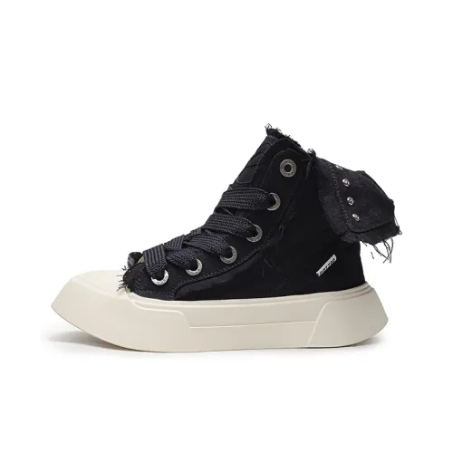 Xiwencha Slip Resistant High Top Canvas Shoes Unisex Black