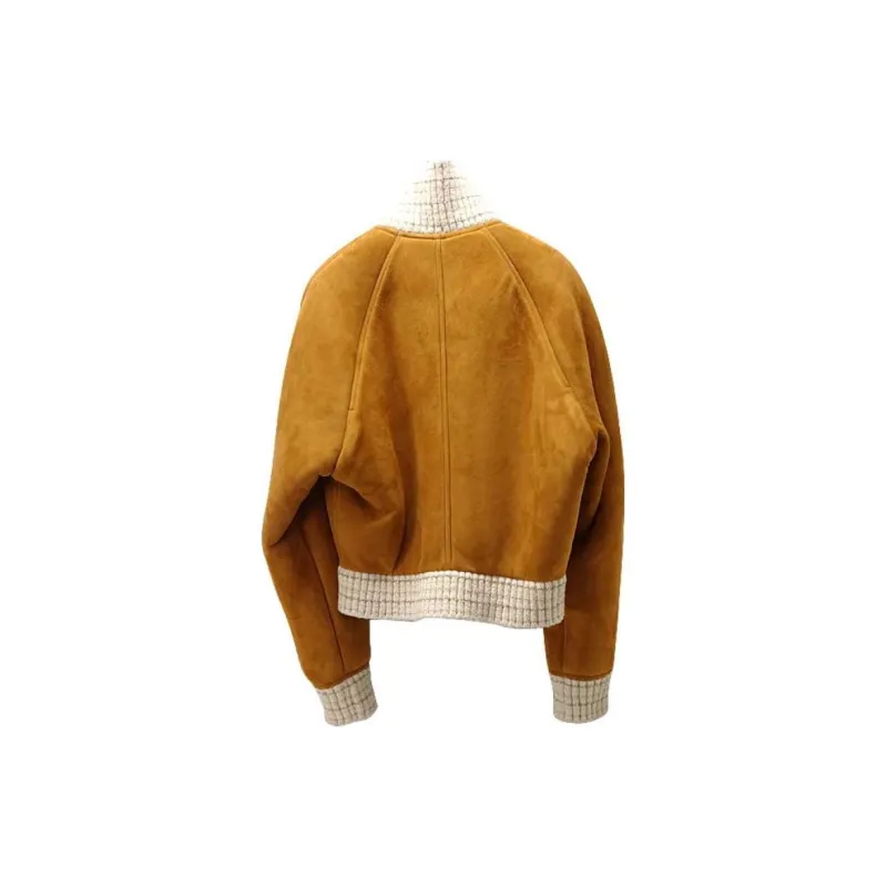 CHANEL Leather Jacket Women's Brown-1
