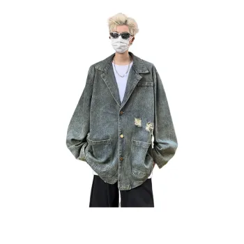 TESTUNG Denim Jacket Unisex Blue Shades Single Item