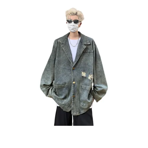 TESTUNG Denim Jacket Unisex Blue Shades Single Item