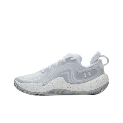Under Armour Spawn 6 Anti Slip Wear Resistant Low Top Basketball Shoes Unisex White