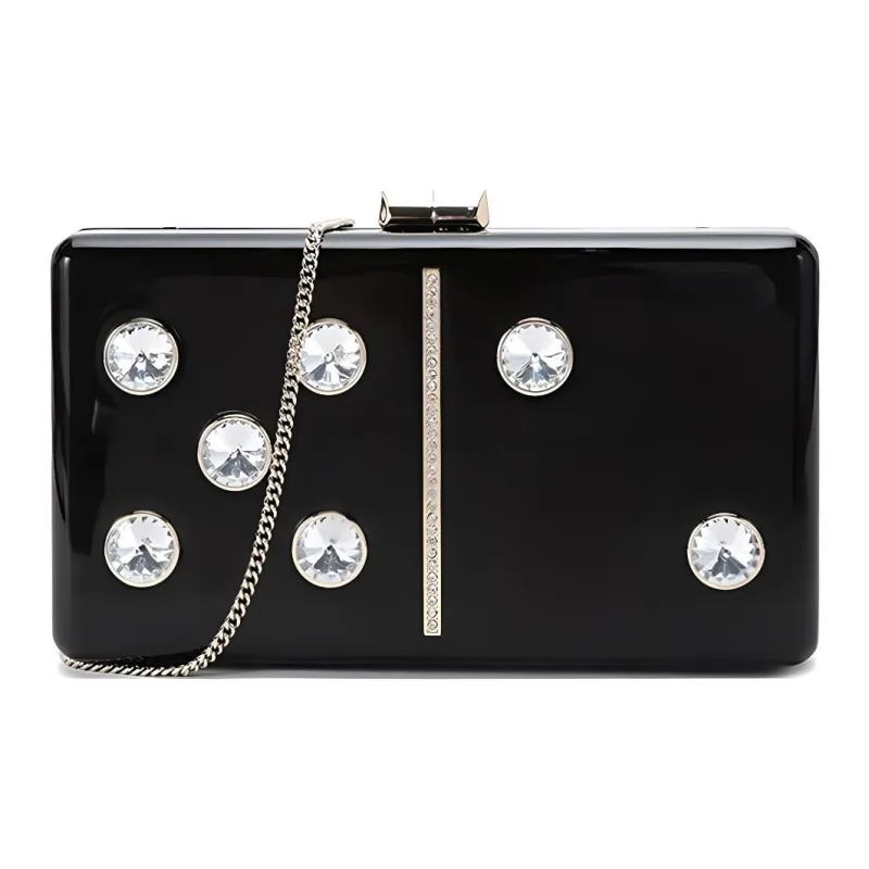Kate Spade Acrylic Plastic Chain Bag Crossbody One Shoulder Clutch Women's Black-0