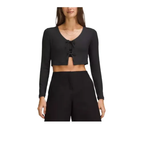 Lululemon Ribbed Tie-Front Cardigan Crop Tops Women's