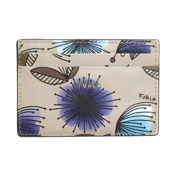 Furla Babylon Leather Card Holder Small Size Women's Beige