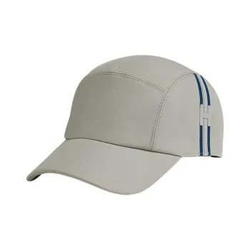 HERMES Cotton Swift Calfskin, Palladium Plated Horse Buckle, Silk Baseball Caps Men's Gray