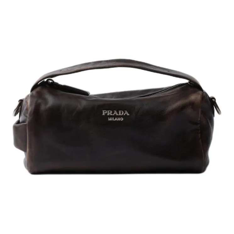 PRADA Lambskin One Shoulder Handbags Regular Women's Dark Brown-0