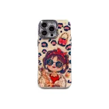 Diamond Lens Film Stand Case with Leopard Print for Rich Woman Phone
