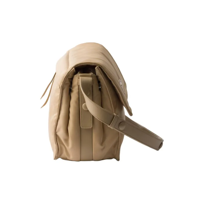 PRADA Re Nylon Fabric Shoulder Bag Medium Size Women's Camel Brown-2