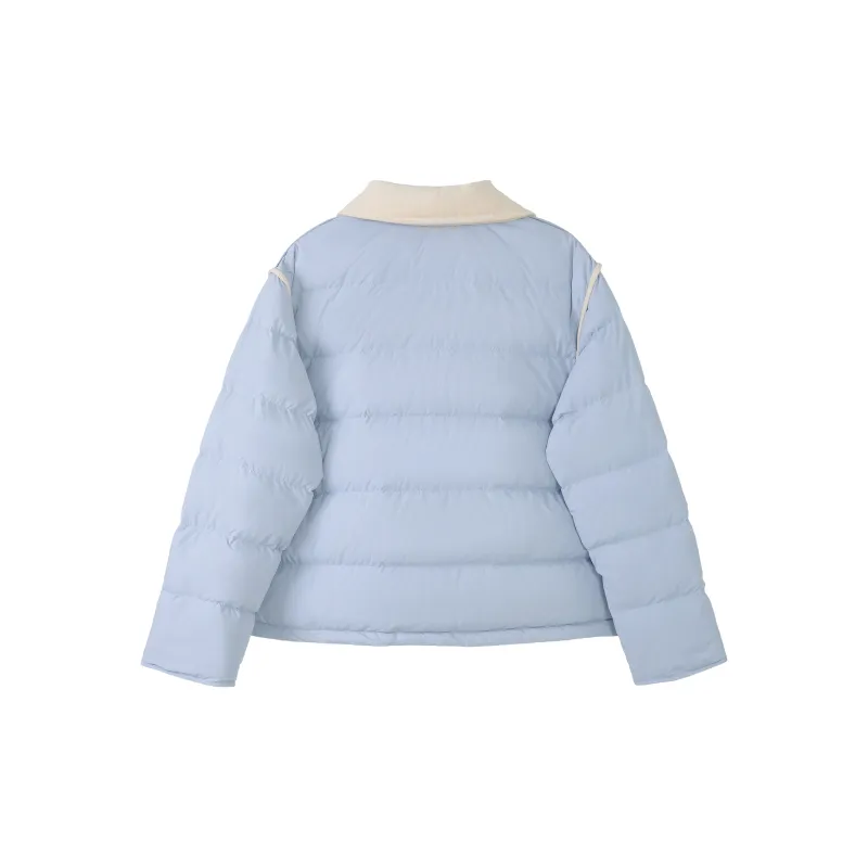 Fstudio Korean Petite 90 Fill Power White Duck Down Thickened Long Sleeved Down Jacket Women's Blue-1