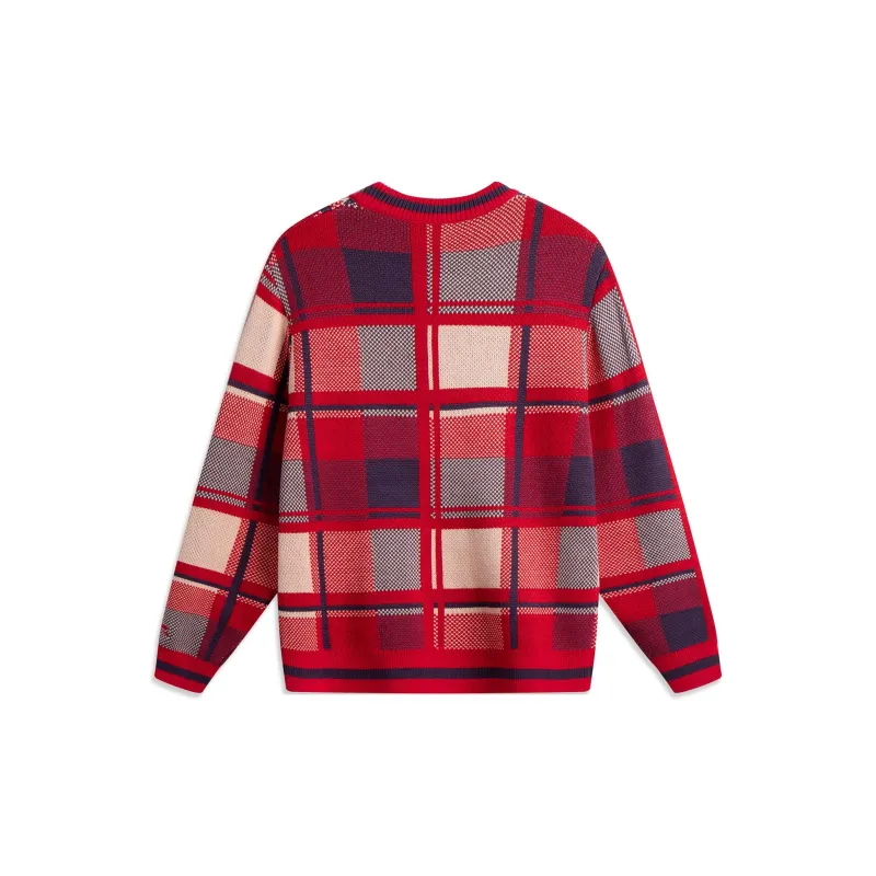 LiNing Rijin Doujin Collection Knitwear Unisex Red Plaid-1