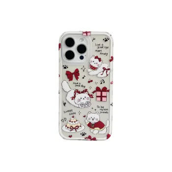 Wei Xin Acrylic Material 2 in 1 Bowknot Cat Phone Cases Compatible With IPhone 16/15 Pro Max/Apple 13/14 Pro/Max