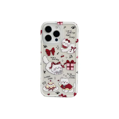 Wei Xin Acrylic Material 2 in 1 Bowknot Cat Phone Cases Compatible With IPhone 16/15 Pro Max/Apple 13/14 Pro/Max