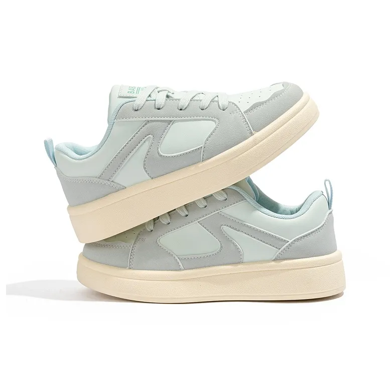 Babaya Slip Resistant Lightweight Breathable Low Top Skateboard Shoes Women's Blue Gray-4